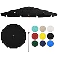JEAREY 3-Tiers 12 FT Patio Umbrellas Outdoor Large Market Umbrella With Crank Lift System No Tilt 8 Sturdy Ribs UV Protection Waterproof Sunproof Black