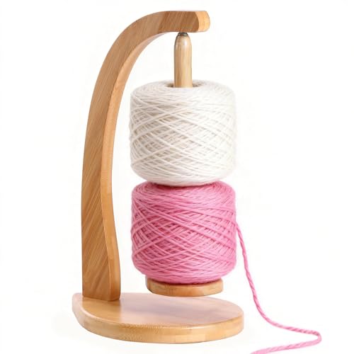 AFAMITOO Wollabwickler Magnetisch Wollhaspel Rotierender Magnetischer Wollknäuelhalter Großer Holz Wollhalter für Häkeln und Stricken Wollwickler als Häkel und Strickzubehör Geschenk