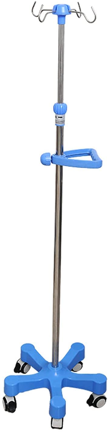 Supporto IV regolabile in altezza con vassoio e bracciolo, palo medico in acciaio inossidabile, 5 ruote girevoli con freno, base in ABS resistente per assistenza domiciliare ospedaliera