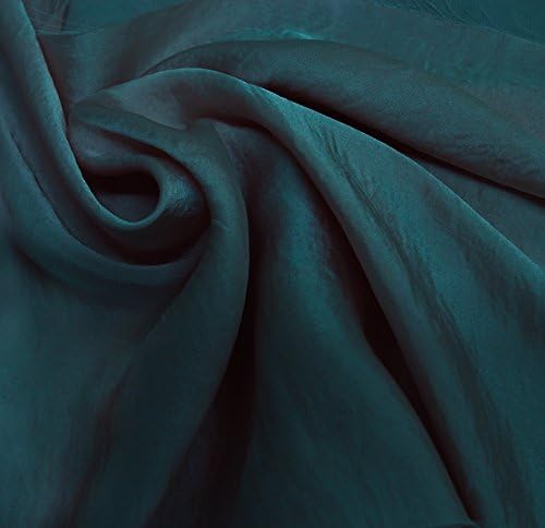 58" Teal Denim Silky Satin Chiffon Reversible Fabric by The Yard - 1 Yard