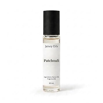Jersey Oils Patchouli Roll-On Perfume Oil, 10ml, with Sandalwood, Cedarwood, Amber, Vanilla, Rose, and Jasmine Notes
