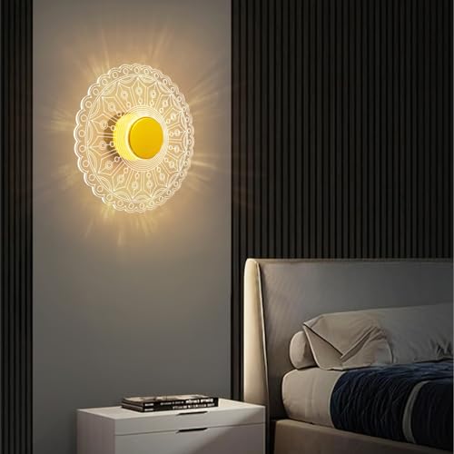Image of Lamp master LumiRound 3 Color LED Acrylic Wall Light | Warm, Natural & Cool White Lighting | 9 Inch Decorative Round Lamp