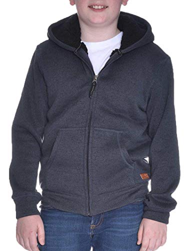 Weatherproof Vintage Boys Full Zip Sherpa Lined Hooded Jacket (Charcoal Heather, Small 7/8)