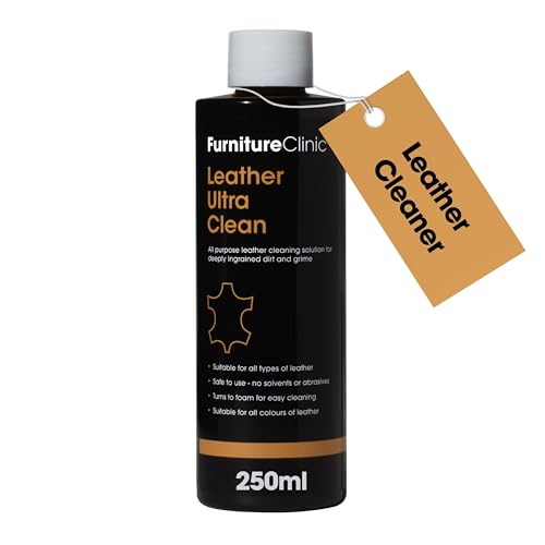 Furniture Clinic Leather Ultra Clean - 250ml - All-Purpose Leather Cleaner - Leather Cleaner for Sofas - Leather Car Interior Cleaner - Deep Cleans All Leather Types and Colours
