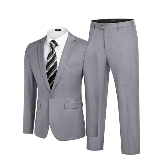 COOFANDY Ternos masculinos de 2 peças, blazer de um botão, smoking, calça slim fit, Cinza claro, G