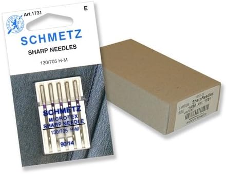 90/14 Schmetz Sharp Microtex Needle Carded 5 Pack