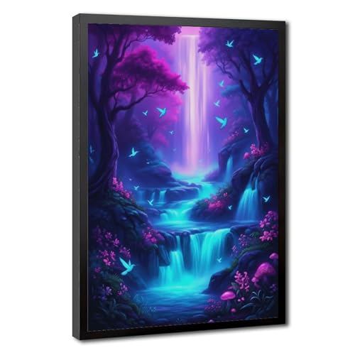 Poster sur toile Mnyuein Enchanted Grove tableau forêt féerique encadré noir 30x45 cm
