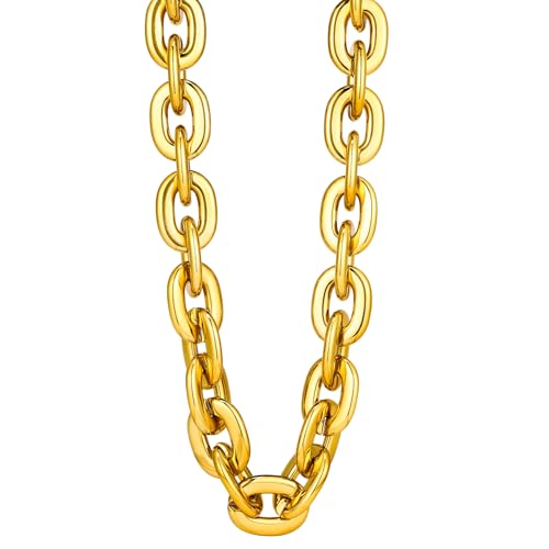 ZqdLove Large Fake Plastic Chain 36 Inch,Hip Hop Rapper Big Fake Necklace,Non-Fadeing,Super long Detachable,Costume Accessory for Men Women(Gold)