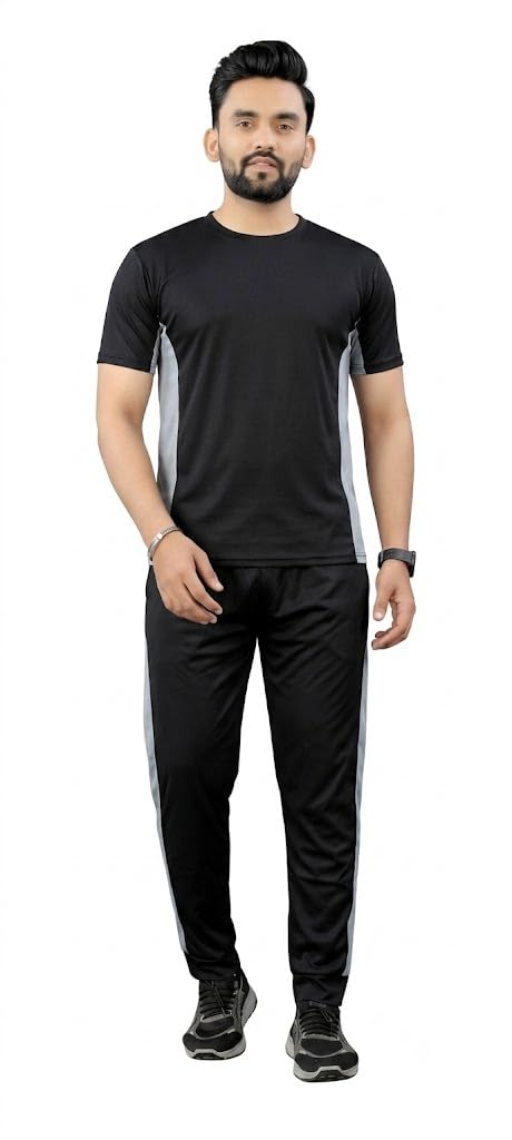 Cotton Blend Night Suit/Summer Suit for Men, Regular Fit Half Sleeves T-Shirt & Lower Set | Soft Cord-Set Track Suit for Boys | Ideal for Casual Outings, Gym, Workout, Sports-picture-59