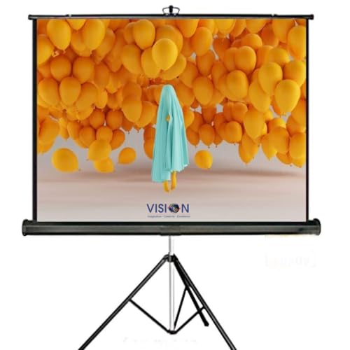 Image of Vision 100 Inch (7x5 Ft) Tripod Projector Screen | 4K, Full HD, 3D & 1080p Compatible | Mid-Sized Portable Projection Screen with Adjustable Height for Home, Office & Outdoor Use