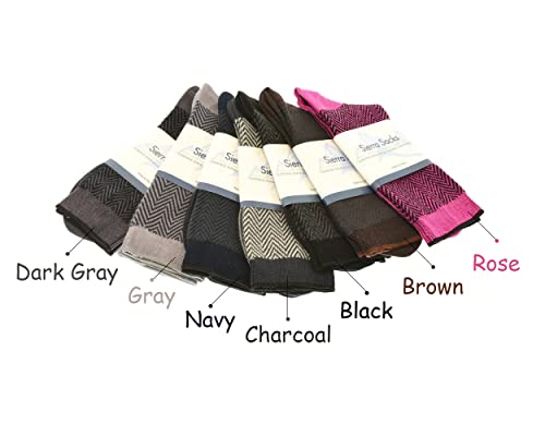 Women's Mercerized Cotton Herringbone Dress Casual Crew Socks, Trendy Pattern, Soft & Durable, Multiple Colors,Shoe Size 4-102