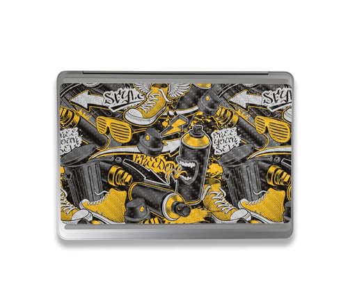 Image of MightySkins Carbon Fiber Skin Compatible with Microsoft Surface Laptop Studio 2 (2023) Full Wrap Kit - Yellow Hip Hop | Protective, Durable Textured Carbon Fiber Finish | Made in The USA