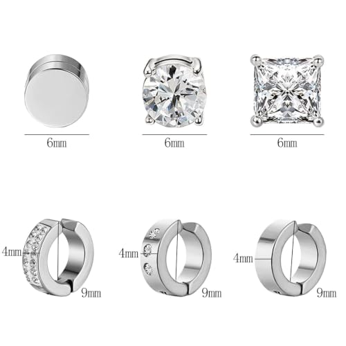 Image of NEWITIN 15 Pairs Magnetic Stud Earrings for Men Stainless Steel Magnetic Earrings Men Clip on Earrings Non Piercing Cross Earrings Unisex CZ Hoop Dangle Magnetic Earrings for Men Women