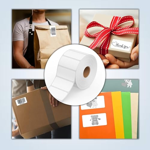 Image of COI 50x25 Direct Thermal Barcode Label Sticker - 2 x 1 inches - 50mm x 25mm - 1000 Labels Per Roll - White Self Adhesive Sticker for Printing Barcoding (Pack of 4)