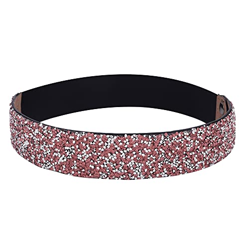 Wiwpar Women Stretchy Rhinestone Belt Crystal Elastic Wide Waist Belt Shiny Bling Belts for Women Girls Dress Birthday Gifts Monther's Day (Red)4