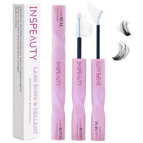 Lash Cluster Glue, Bond and Seal Waterproof, Eyelash Adhesive 72H+ Long,Strong Hold Adhesive for DIY Use,Safe Formula（5ml+5ml）