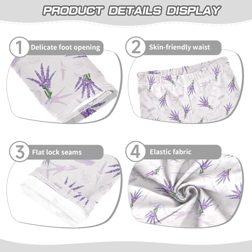 Bouquet Lavender Girls Leggings,Workout Leggings for Girls Toddler Athletic Leggings Size for 3-10T3