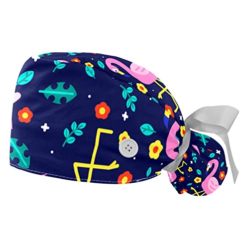 Chapeaux bouffants fleurs de flamant rose JDEZ anti transpirant 2PCS