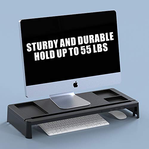 STOON Monitor Stand, Computer Monitor Stand Riser with 3 USB Ports, Support Charging & Data Transfer, Desk Organizer with Phone Holder, Desktop Stand for PC, Laptop Computer and Printer