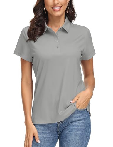 MAGCOMSEN Women's Polo Shirts UPF 50+ Sun Protection 4 Buttons Casual Work Quick Dry Short Sleeve Collared Golf Shirt