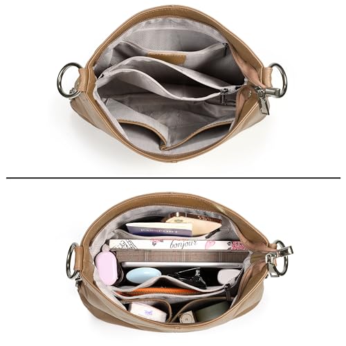 Image of YALUXE Women's Real Leather Shoulder Bags Hobo Handbags Purse Crossbody Bag