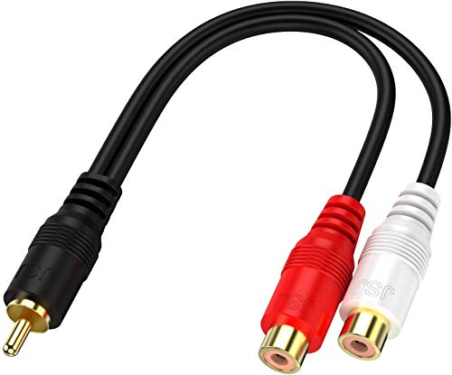 Rca 1 Male To 2 Female Audio Speaker Y Adapter Splitter Cable With Ofc Conductor Dual Shielding Gold Plated Metal Shell Flexible Pvc Jacket - 2 Pack / 0.6Ft #TOP1