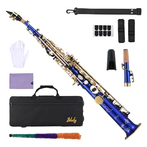 Btuty Brass Straight Soprano Sax Saxophone Bb B Flat Woodwind Instrument for Beginner Professional...