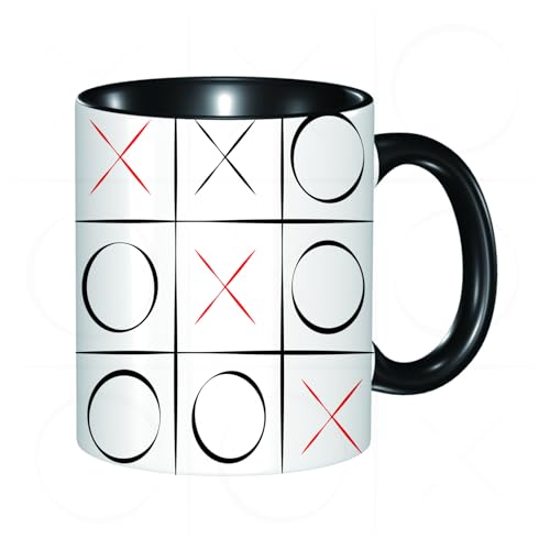 reyawdf Taza Original Personalizada,Xo Tic Tac Toe Patrón simplista Líneas horizontales vertical,330ml, Cerámica, Regalo Creativo para Café, Té, Regalo de Cumpleaños y Navidad - Apta para Lavavajillas