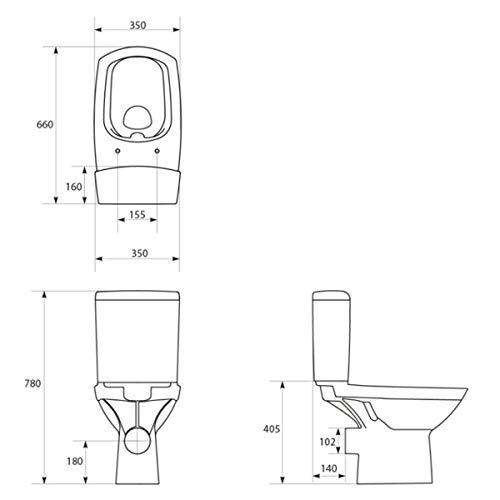 Keramik Stand- WC Toilette Komplett -Design- Set mit Spülkasten WC- Sitz Slim aus Duroplast mit Absenkautomatik SoftClose-Funktion für waagerechten Abgang Wasseranschluss Spülrandlos Carina – Bild 6