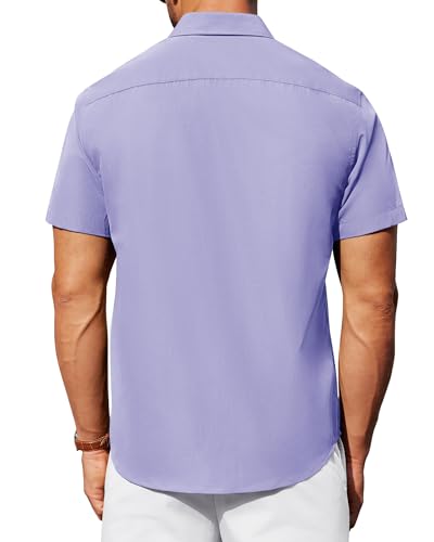 Image of Alimens & Gentle Men's Short Sleeve Dress Shirts Wrinkle Free Untucked Casual Button Down Shirt