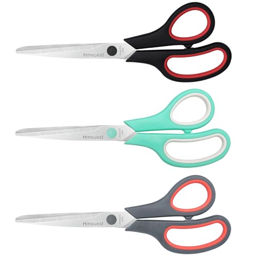 8' Scissors, Multipurpose Scissors with Sharp 2mm Thick Blades, Soft Grip Handle, Heavy Duty Stainless Steel, for Home Offices Schools, 3 Pack