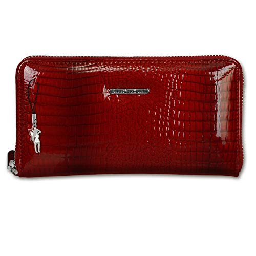 DrachenLeder Damska torebka na nadgarstek portmonetka czerwona skóra 19x2,5x10 OTJ505R skóra clutch