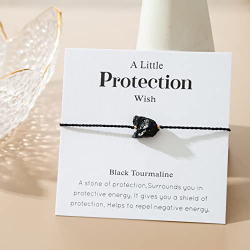 RareLove Protection Bracelet Black Tourmaline Healing Bracelets for Women,Adjustable Healing Crystal Natural Stone Beaded Strand Bracelets,Inspirational Motivational Jewelry Gift2