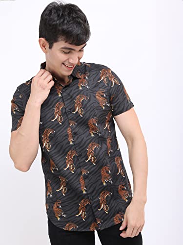Image of KETCH Men Slim Fit Printed Half Sleeve Shirt