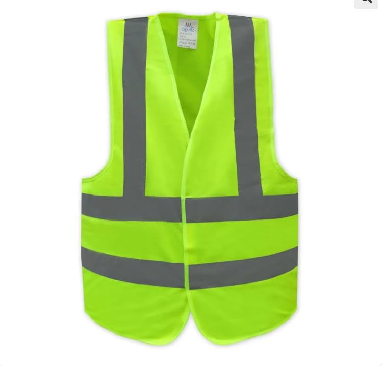 High Visibility Safety Vest, Neon Yellow Reflective Workwear with Gray Stripes, Construction Security Gear