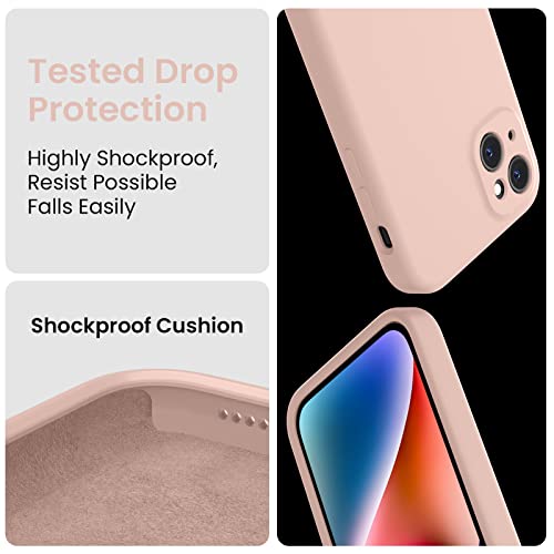 Image of FireNova Designed for iPhone 13 Case, Silicone Upgraded [Camera Protection] Phone Case, Soft Anti-Scratch Microfiber Lining Inside, 6.1 inch, Pinksand