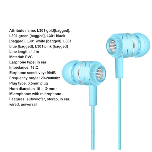 ulafbwur 有線イヤホン L301 有線イヤホン ユニバーサル 重低音 3.5mm インイヤーイヤホン ゲームヘッドセット マイク付き PC有線イヤホン 有線ヘッドセット