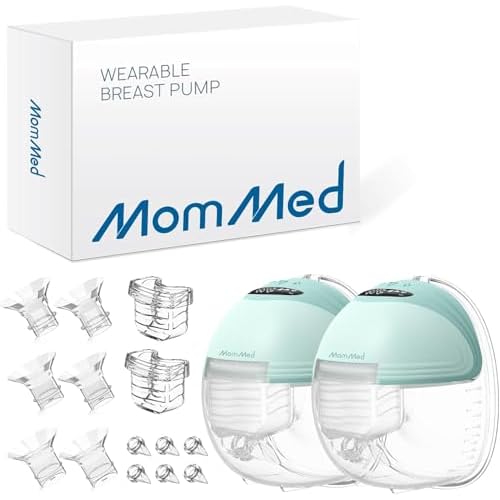 MOMMED Breast Pump, Wearable Breast Pumps with 3 Mode & 12 Levels, Leak-Proof & Low Noise Design Electric Breast Pump, 24mm Hands-Free Breast Pump, Rechargeable, Includes 17/19/21mm Flange I