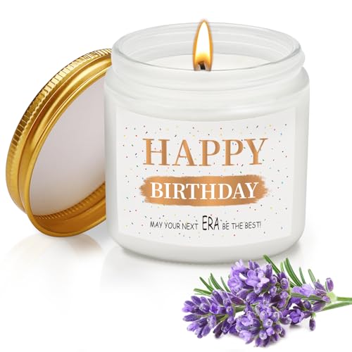 Happy Birthday Candle Lavender Scented Birthday Gifts for Women Birthday Candle Birthday Gifts for Her Friends Mum Sister 3.5oz