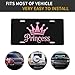 Princess Script Sparkle Crown License Plate Girls Gift - Premium Aluminum 12x6 Waterproof Elegant Car Decor - Flat Print