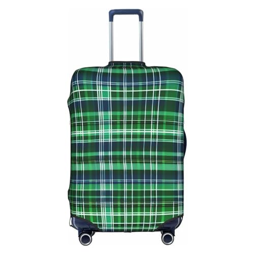 Blue And Green Scottish Tartan Print Luggage Cover For Suitcases, Travel Case Protector, Simple & Convenient Installation