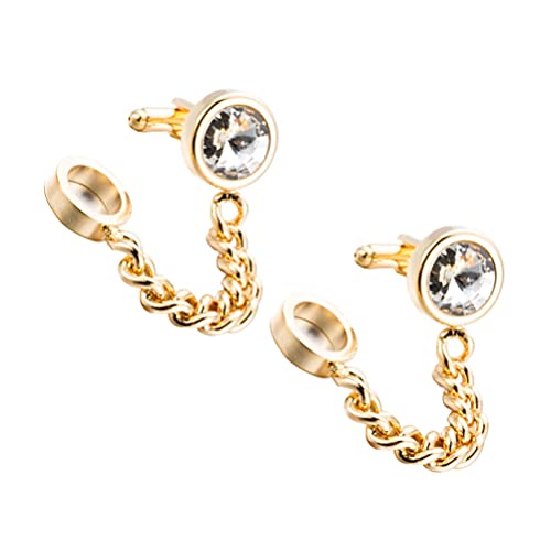 Amosfun 1 Paire de Boutons de Manchette en Cristal avec chaîne dorée pour Homme d'affaires Mariage Chemise Ensemble Chemise Accessoires pour Homme vêtements Stockage Voyage boîte Occasions