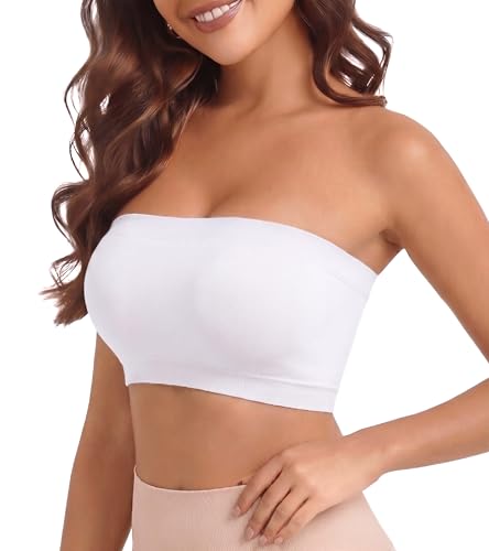 Image of Strapless Bras for Women Tube Tops for Women Bandeau Bra Crop Top Smooth Non-Padded