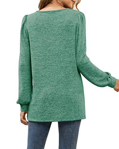 Image of WIHOLL Tunic Tops for Women Loose Fit Long Sleeve Shirts Square Neck Tops