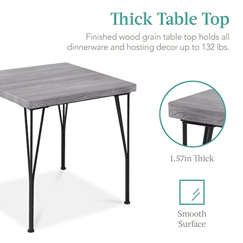 Best Choice Products 3-Piece Dining Set Modern Dining Table Set, Metal And Wood Square Dining Table For Kitchen, Dining Room, Dinette, Breakfast Nook W/ 2 Chairs - Gray #TOP1