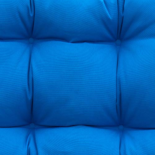 Qilloway Outdoor Patio Wicker Seat Cushions Group Loveseat/Two U-Shape/Two Lumbar Pillows For Patio Furniture,Wicker Loveseat,Bench,Porch,All Weather, Settee Of 5 (Blue) #TOP2