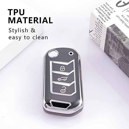 Image of keyzone TPU Key Cover combo compatible for Mahindra Thar, Bolero, Scorpio, XUV700, XUV400, XUV300, TUV300, Marazzo 3 button flip key (Clear TPU + Silver TPU)