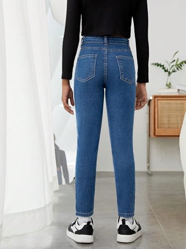 Floerns Girls Casual Zipper Fly Skinny Denim Jeans High Waisted Jean Trousers with Pockets2