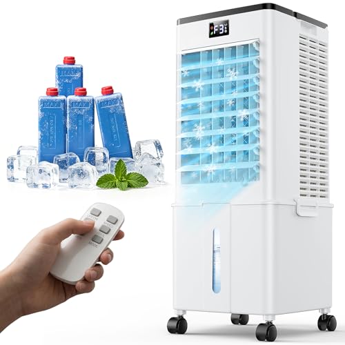 Climatiseur Mobile 10L-Amélioré, Rafraîchisseur d'Air avec Télécommande, Minuterie 1-12h, 3...
