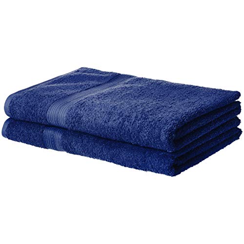 Amazon Basics Fade-Resistant Cotton Bath Sheet - 2-Pack, Navy Blue #TOP4